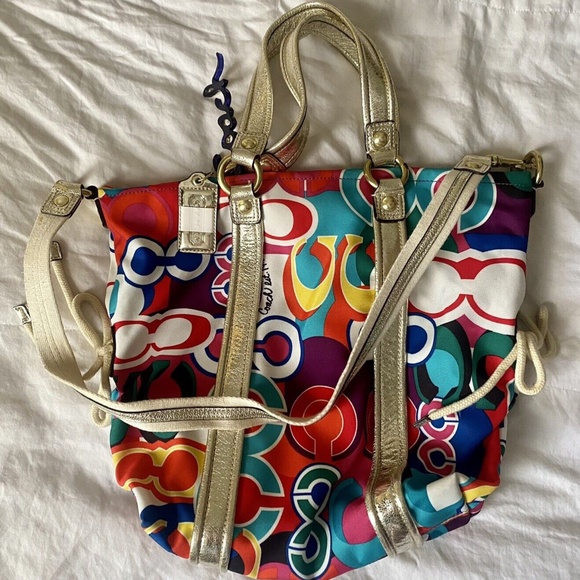 Coach Poppy Pop C Glam Spotlight Colorful Signature Shoulder Handbag Tote - Picture 2 of 7